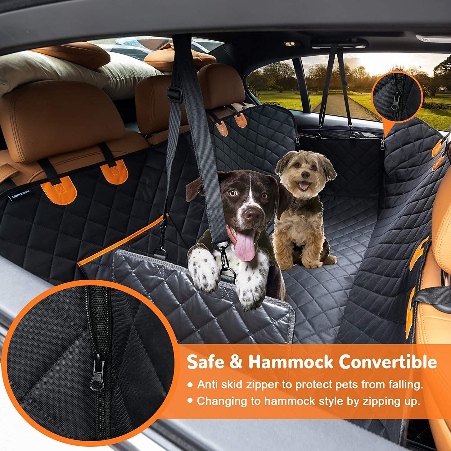 Dog Seat Cover Car Seat Cover for Pets 100% Waterproof Pet Seat Cover Hammock 600D Heavy Duty Scratch Proof Nonslip Durable Soft Pet Back Seat Covers for Cars Trucks and Suvs