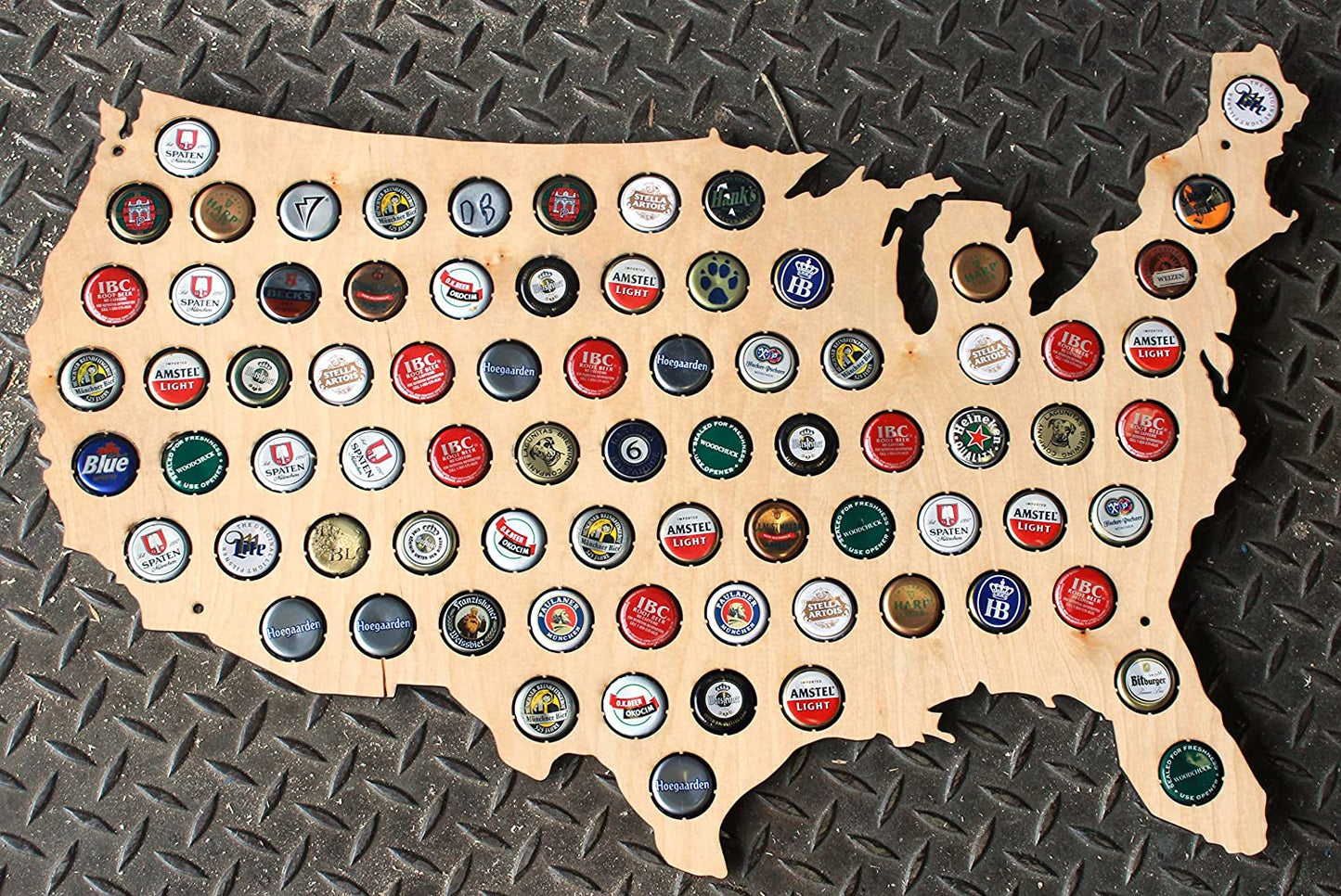 United States of America Beer Cap Map Wall Art, Tan