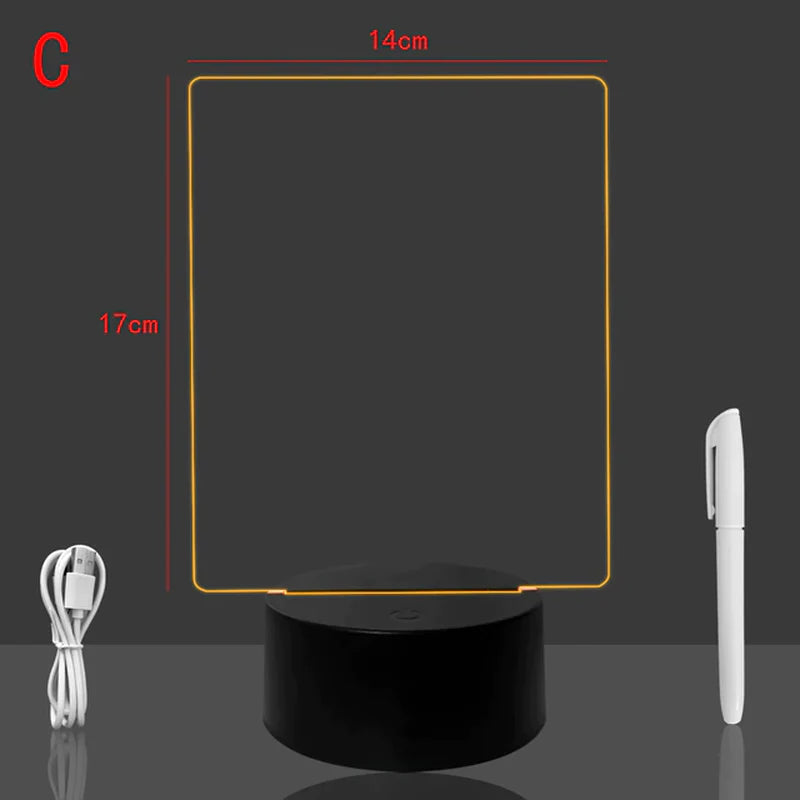 Black Base Handwriting Night Light Battery Powered Blank Acrylic Led Writing Board with Mark Pen Color Changing Lamp for Decor