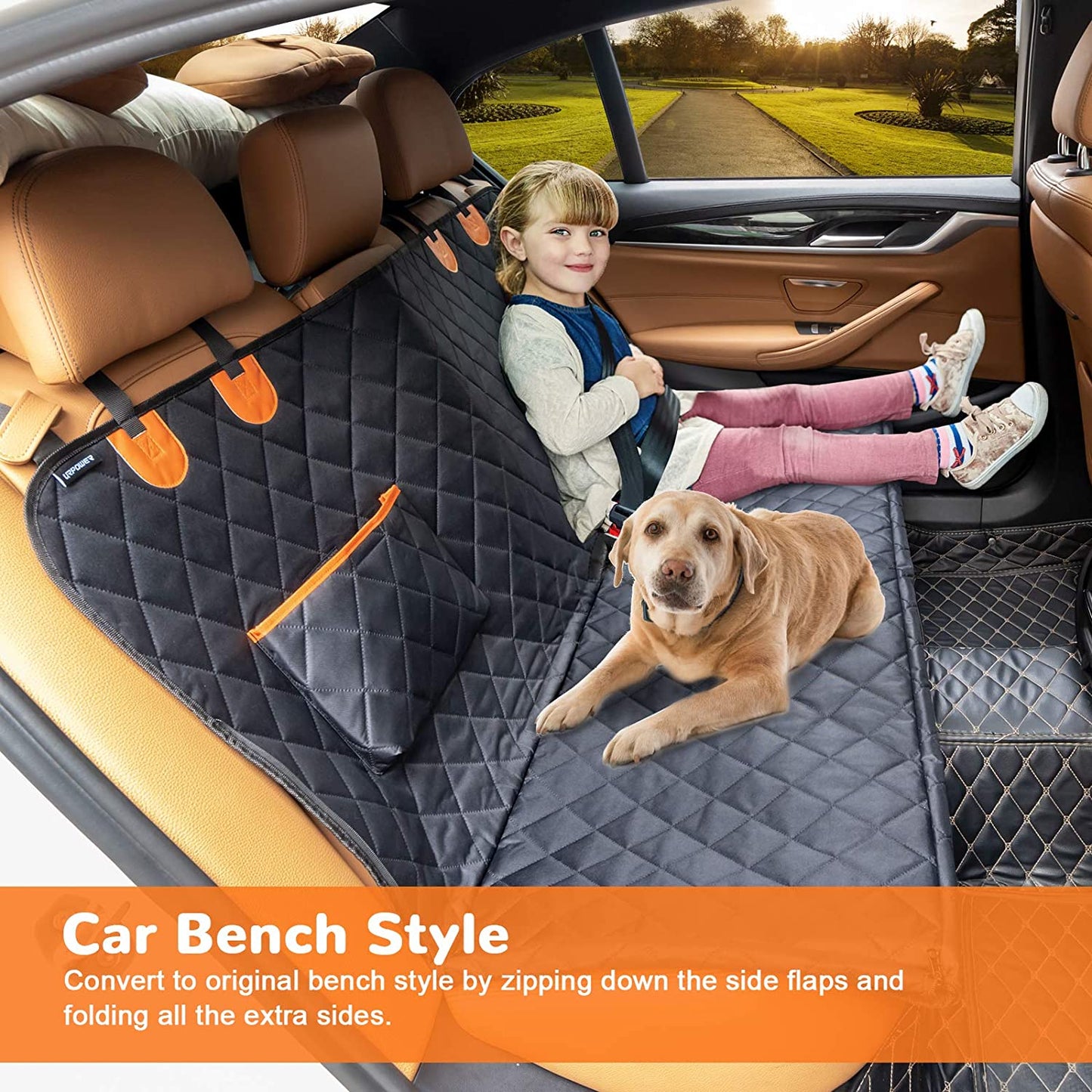 Dog Seat Cover Car Seat Cover for Pets 100% Waterproof Pet Seat Cover Hammock 600D Heavy Duty Scratch Proof Nonslip Durable Soft Pet Back Seat Covers for Cars Trucks and Suvs