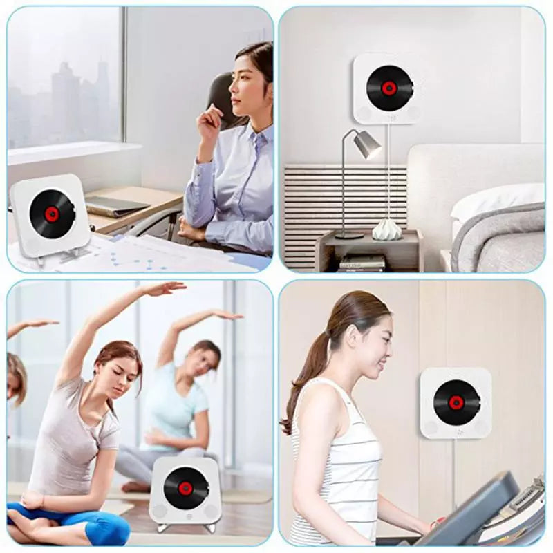 New Wall Mounted CD Player Surround Sound FM Radio Bluetooth USB MP3 Disk Portable Music Player Remote Control Stereo Speaker