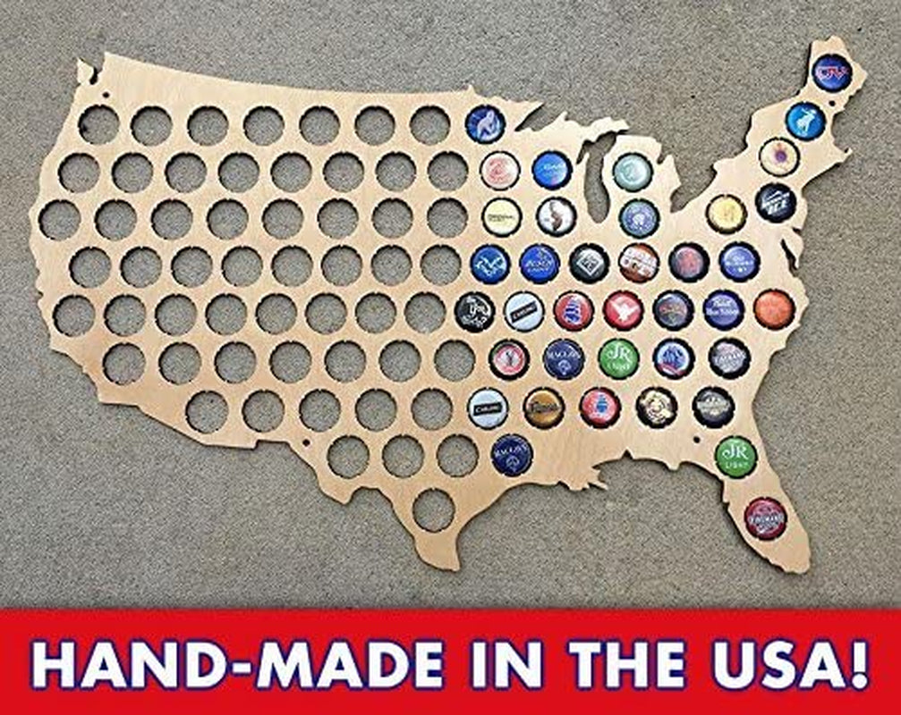 United States of America Beer Cap Map Wall Art, Tan