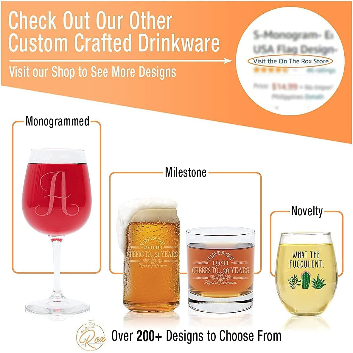 Monogrammed Gifts for Men - 4PC 11 Oz Custom Whiskey Glasses (L-Monogram) - Engraved Whiskey Glasses - Personalized Whiskey Glasses - Unique Bourbon Glasses