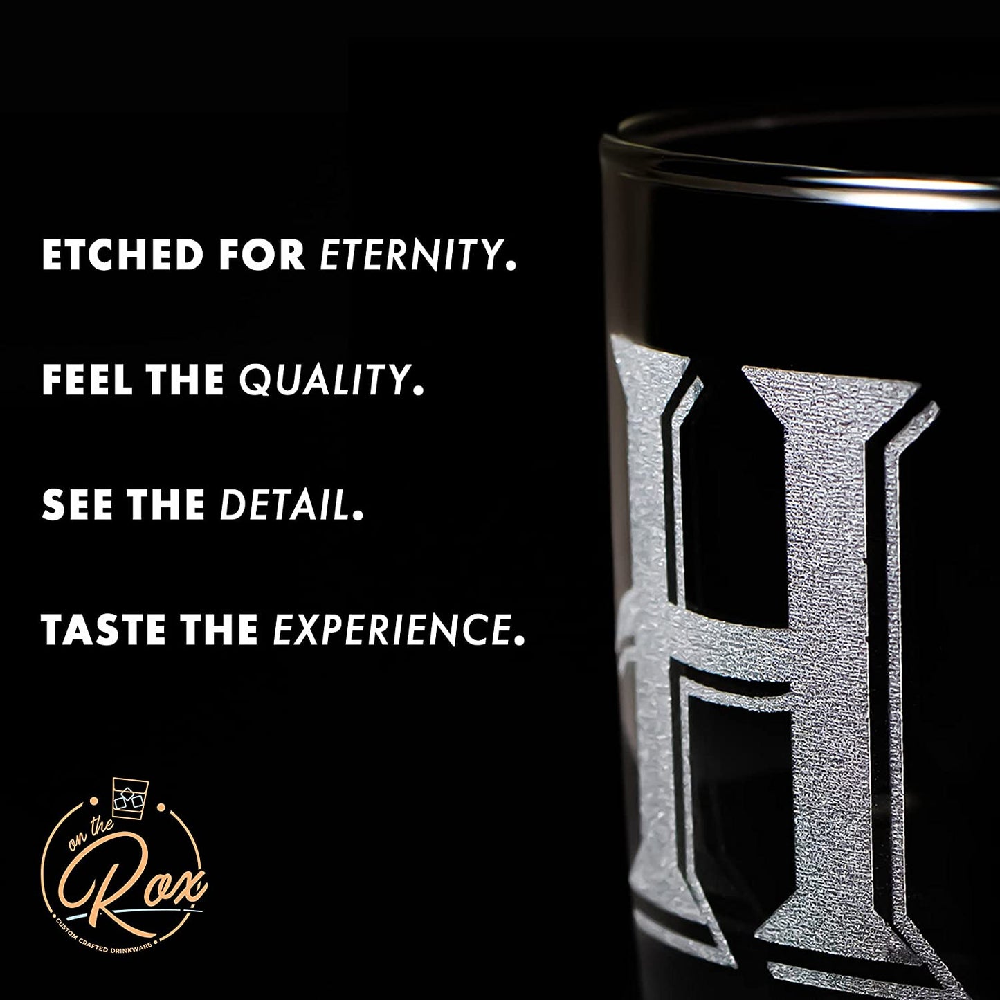Monogrammed Gifts for Men - 4PC 11 Oz Custom Whiskey Glasses (L-Monogram) - Engraved Whiskey Glasses - Personalized Whiskey Glasses - Unique Bourbon Glasses