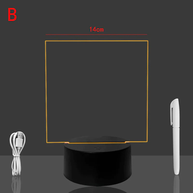 Black Base Handwriting Night Light Battery Powered Blank Acrylic Led Writing Board with Mark Pen Color Changing Lamp for Decor