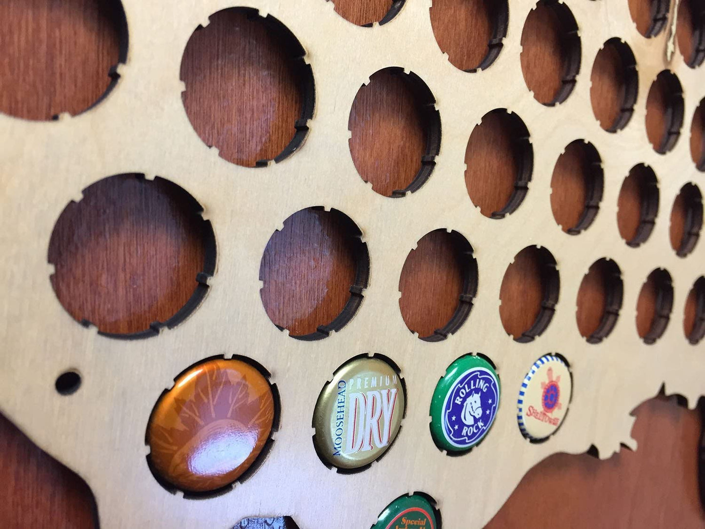 United States of America Beer Cap Map Wall Art, Tan