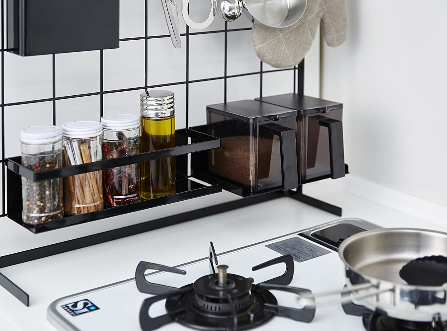 Grid Panel Organizer and Accessories-Wall Storage Decor, One Size, Black
