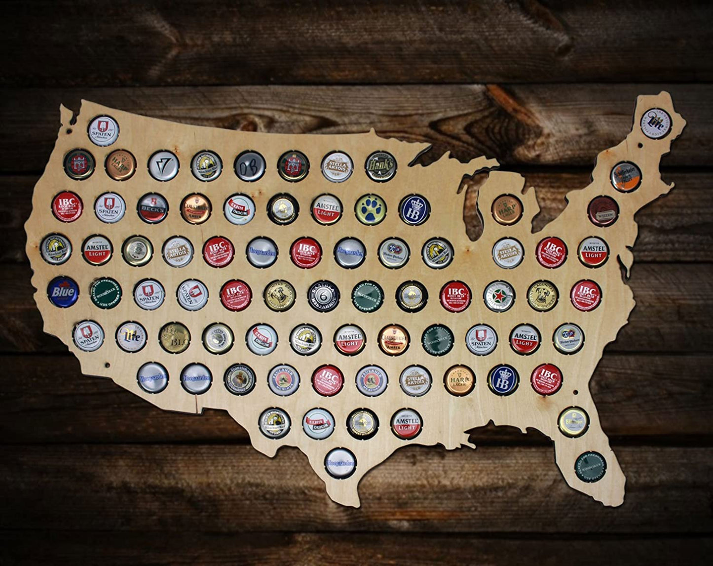United States of America Beer Cap Map Wall Art, Tan