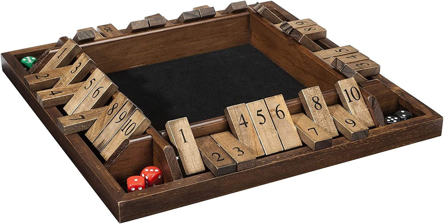 WE Games Shut the Box Wooden 1-4 Player Board Game Travel Size, the Original Table Top Dice Game for Kids and Families, Learn Math, for Classrooms, Pubs or at Home, 14 Inches, Includes 8 Dice