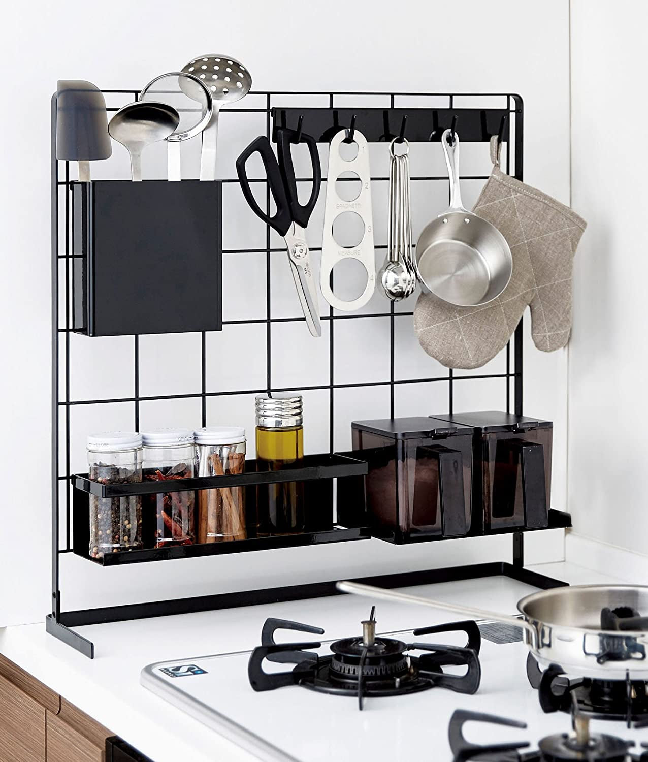 Grid Panel Organizer and Accessories-Wall Storage Decor, One Size, Black