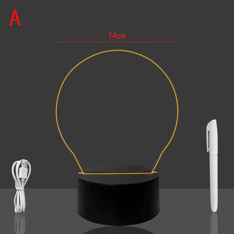 Black Base Handwriting Night Light Battery Powered Blank Acrylic Led Writing Board with Mark Pen Color Changing Lamp for Decor