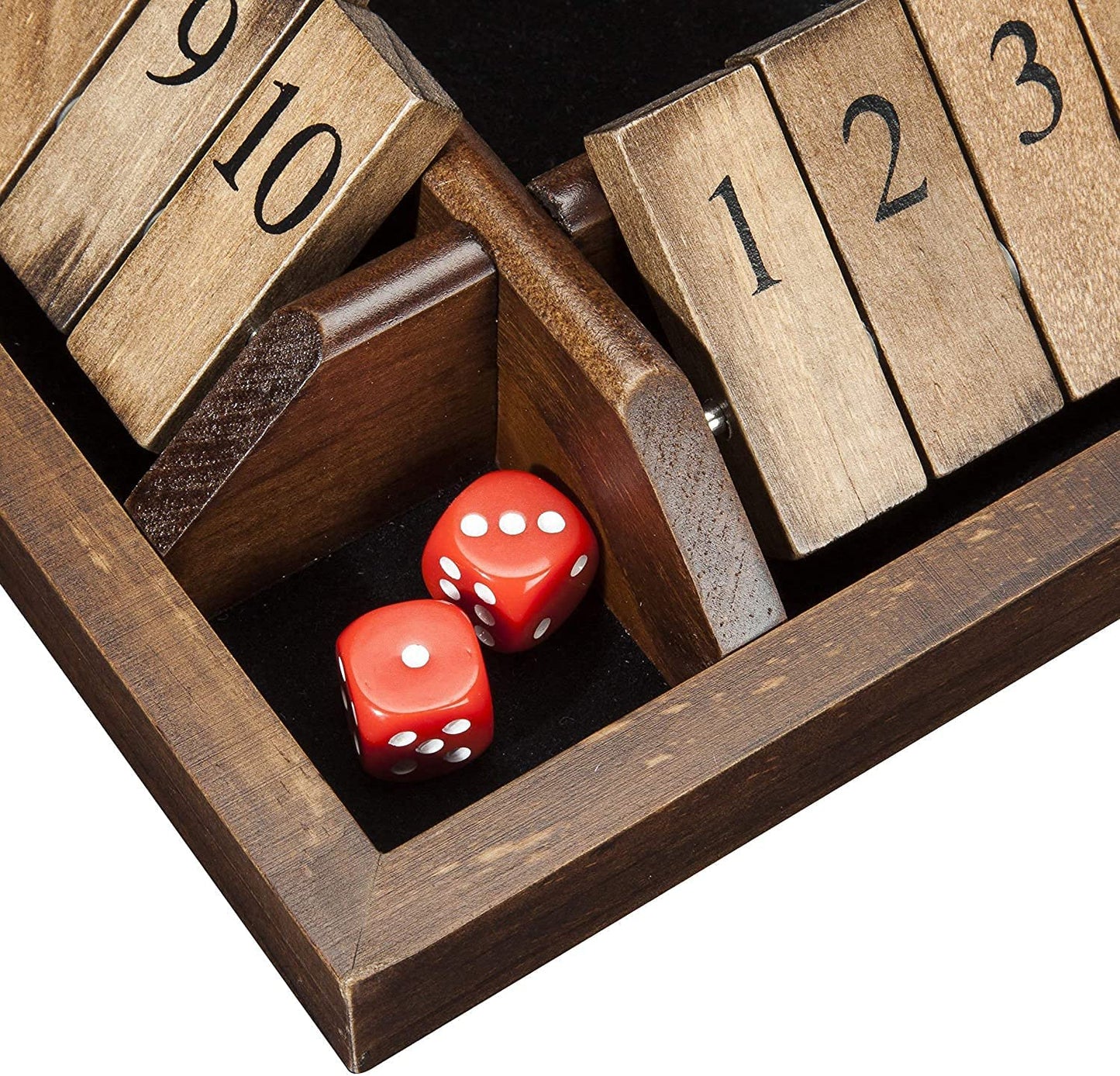 WE Games Shut the Box Wooden 1-4 Player Board Game Travel Size, the Original Table Top Dice Game for Kids and Families, Learn Math, for Classrooms, Pubs or at Home, 14 Inches, Includes 8 Dice