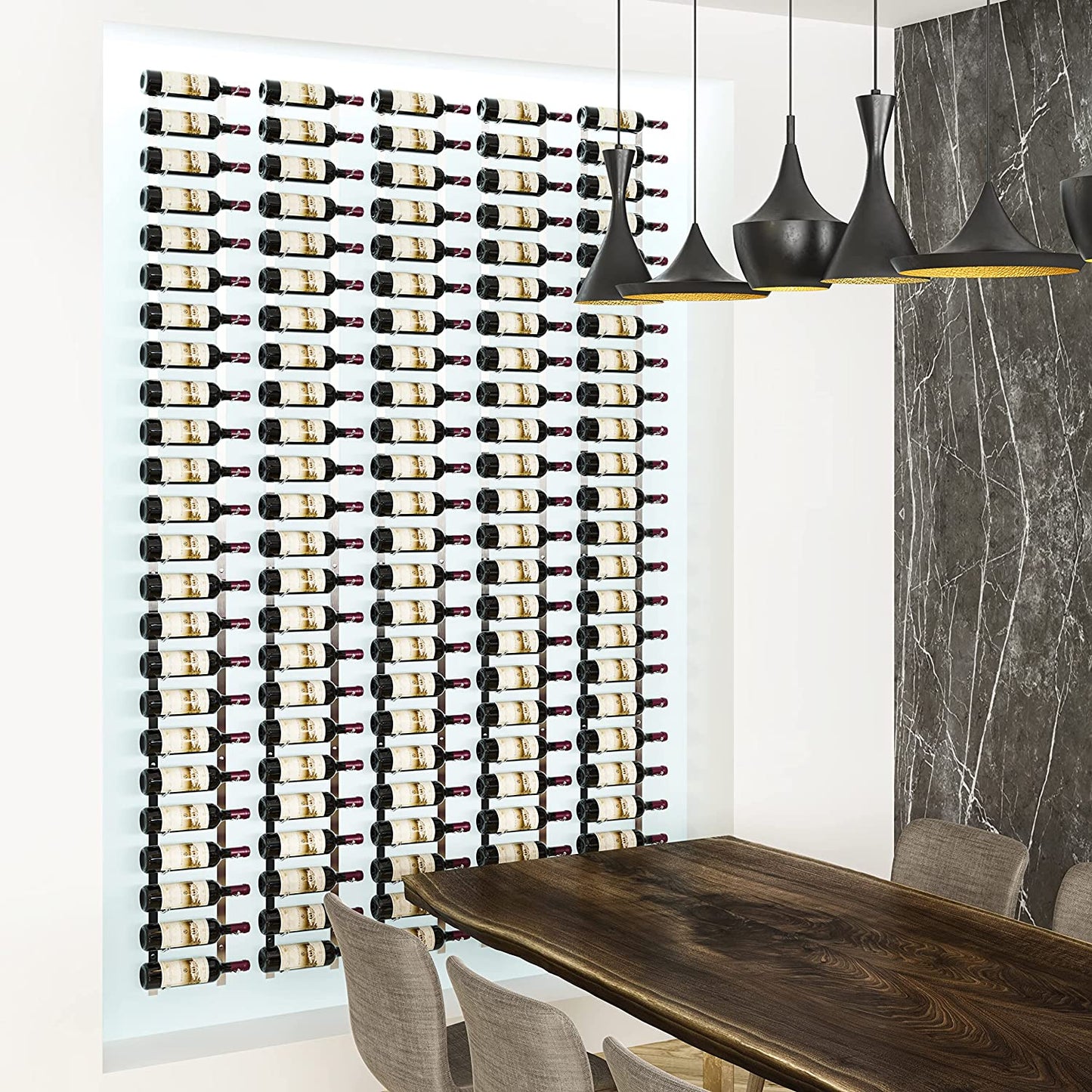 W Series Wine Rack 4 - Metal Wall Mounted Wine Rack - Modern, Label Forward Wine Storage - Space Saving Wine Rack with 12 Bottle Storage Capacity (Matte Black)