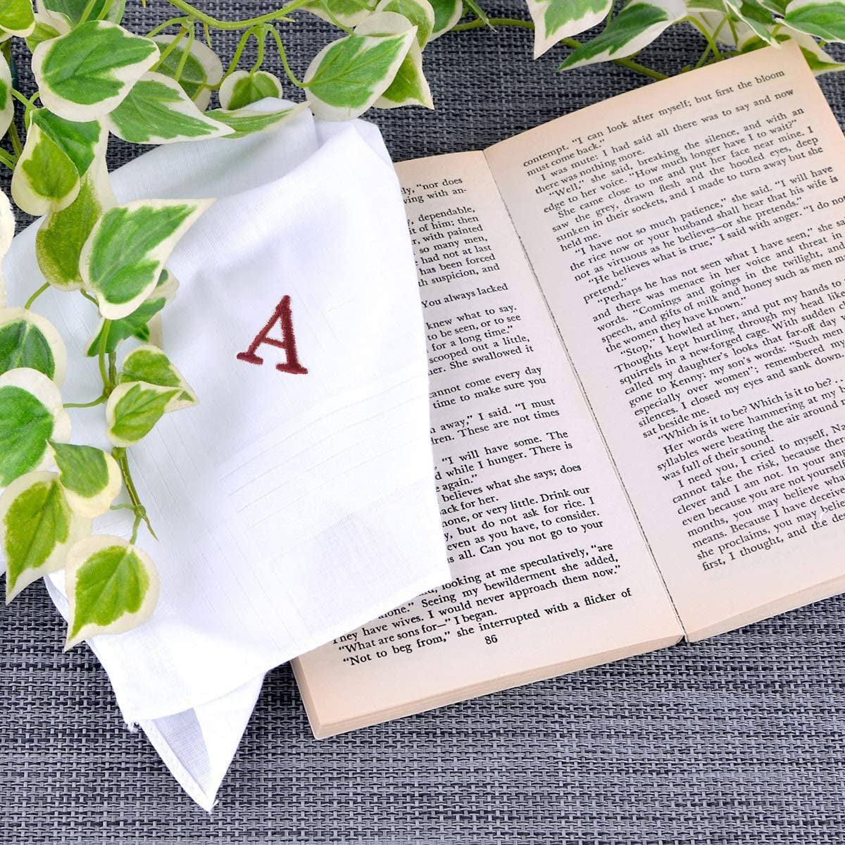 Initial Handkerchief for Men, Monogrammed Boxed 3 Piece Set,100% Cotton