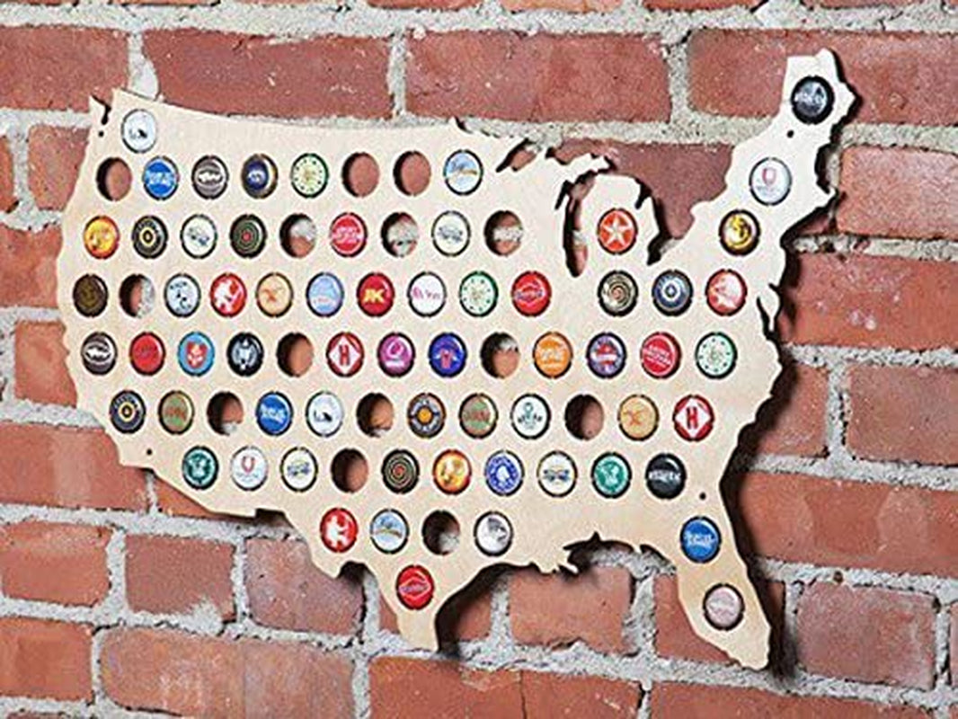 United States of America Beer Cap Map Wall Art, Tan