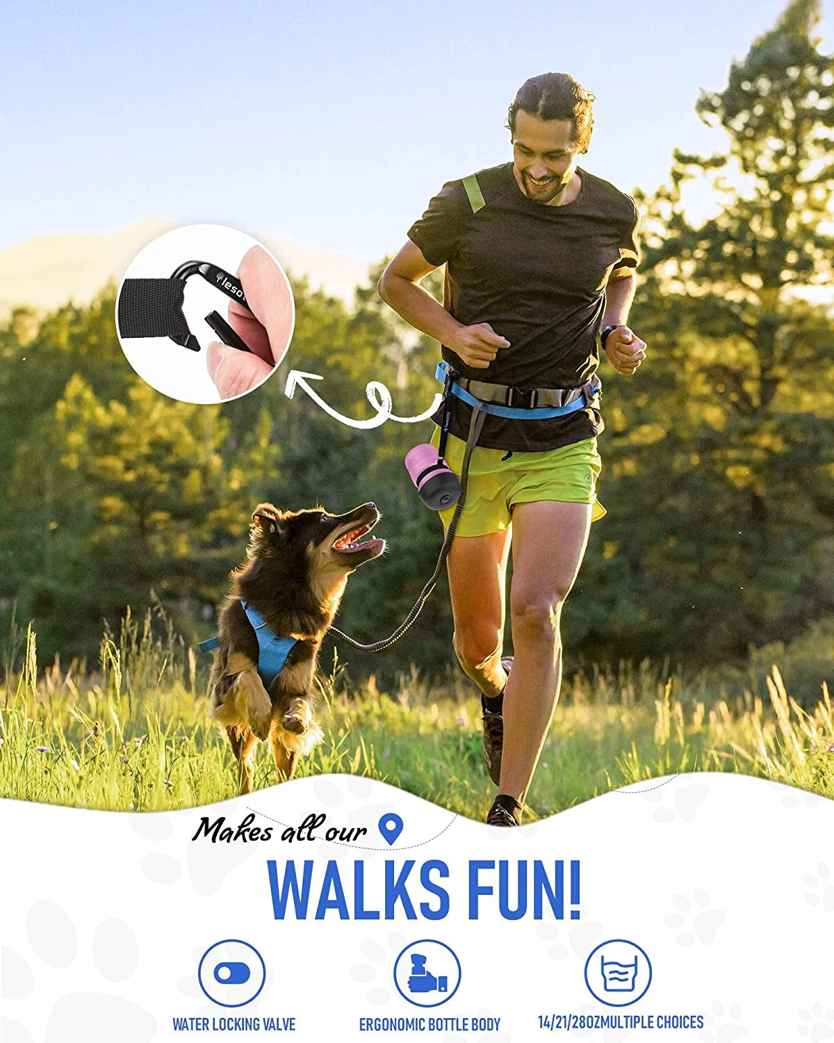 Upgraded Dog Water Bottle Foldable,Portable Dog Water Dispenser,Leak Proof Pet Water Bottle for Dogs,Dog Travel Water Bottle for Outdoor Walking,Hiking,Travel,Bpa Free,Lightweight