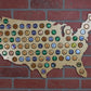 United States of America Beer Cap Map Wall Art, Tan