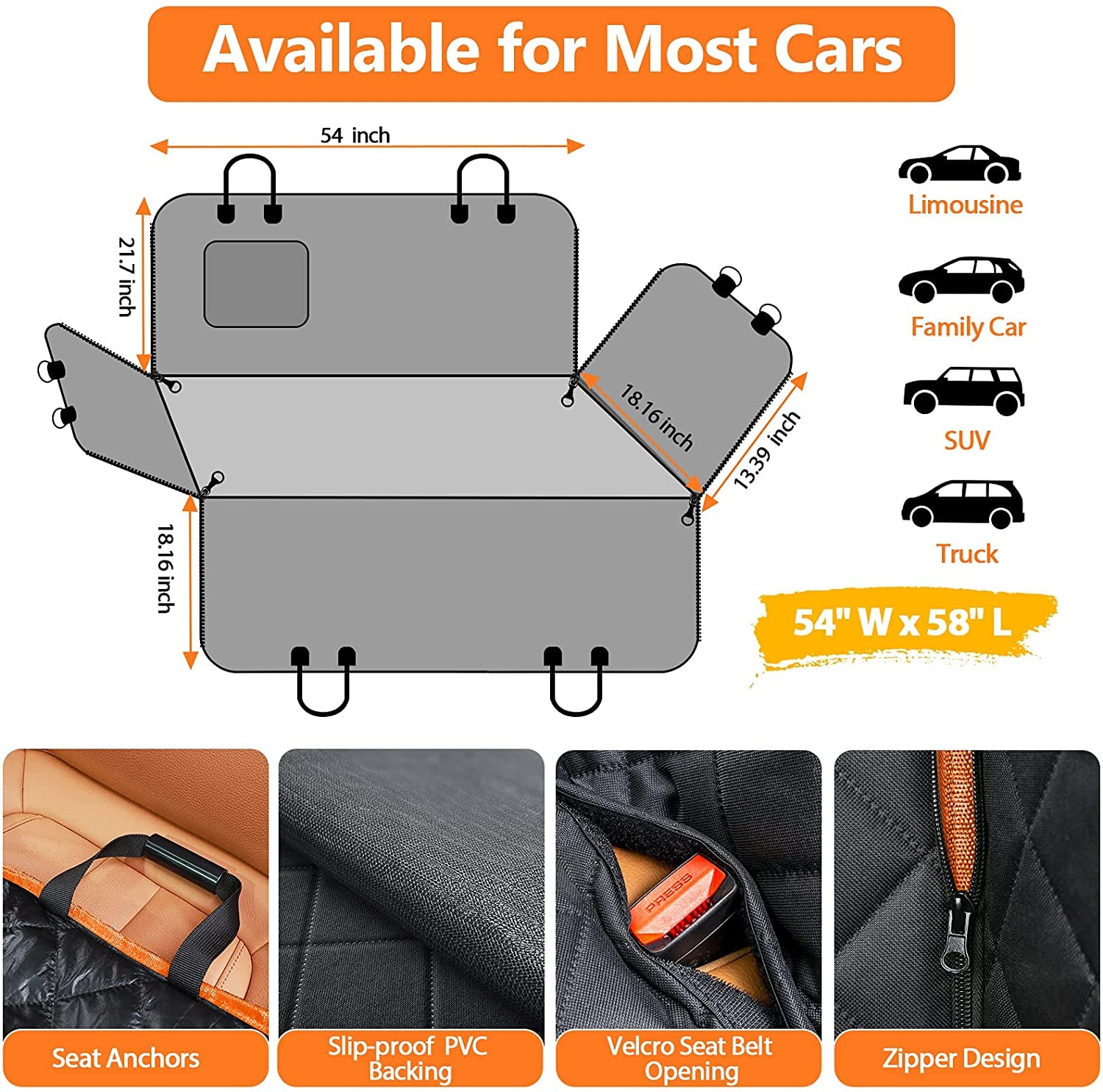 Dog Seat Cover Car Seat Cover for Pets 100% Waterproof Pet Seat Cover Hammock 600D Heavy Duty Scratch Proof Nonslip Durable Soft Pet Back Seat Covers for Cars Trucks and Suvs