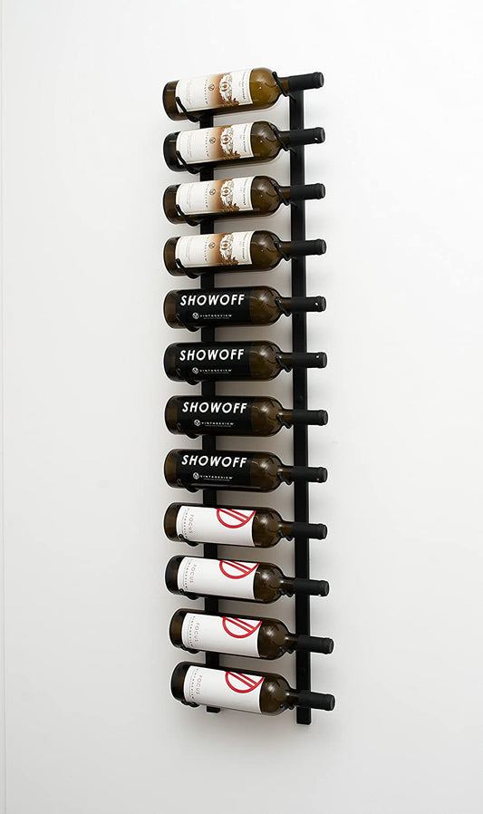 W Series Wine Rack 4 - Metal Wall Mounted Wine Rack - Modern, Label Forward Wine Storage - Space Saving Wine Rack with 12 Bottle Storage Capacity (Matte Black)