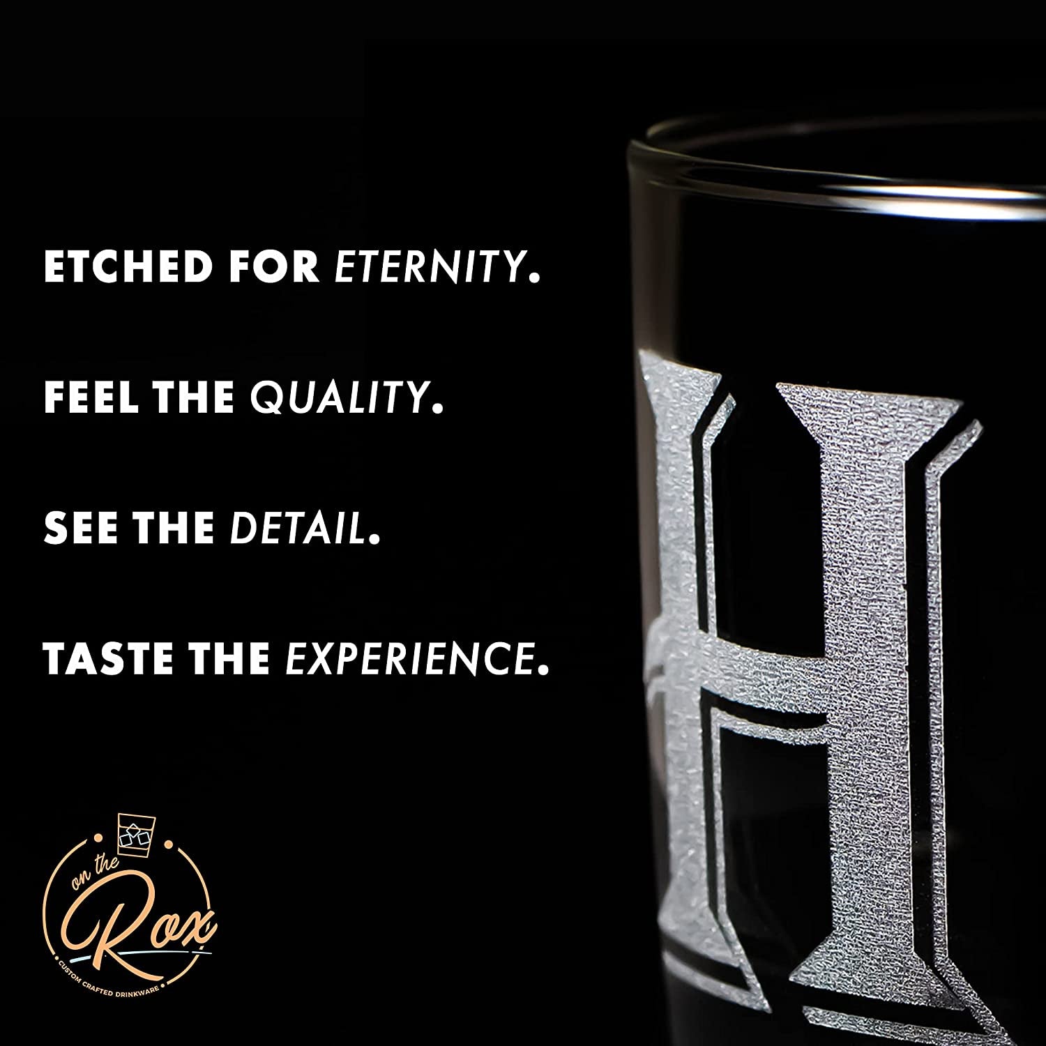 Monogrammed Gifts for Men - 4PC 11 Oz Custom Whiskey Glasses (L-Monogram) - Engraved Whiskey Glasses - Personalized Whiskey Glasses - Unique Bourbon Glasses 