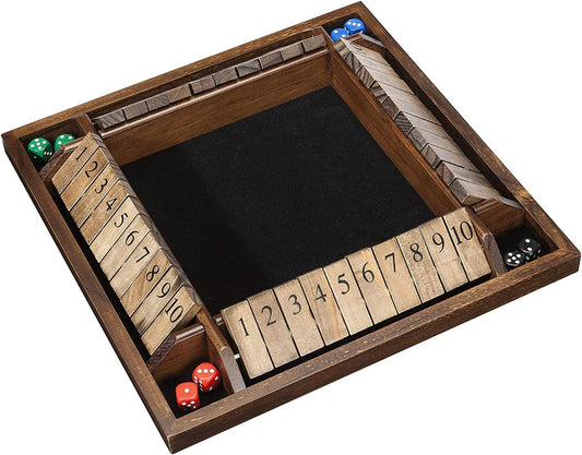 WE Games Shut the Box Wooden 1-4 Player Board Game Travel Size, the Original Table Top Dice Game for Kids and Families, Learn Math, for Classrooms, Pubs or at Home, 14 Inches, Includes 8 Dice