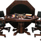 3-In1 Combination Game & Dining Table Set with 4 Rocker-Swivel Chairs- (Mahogany)