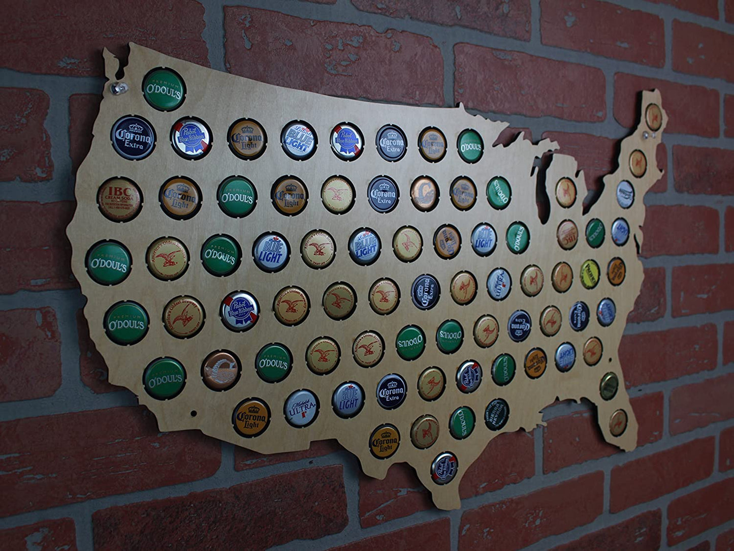 United States of America Beer Cap Map Wall Art, Tan