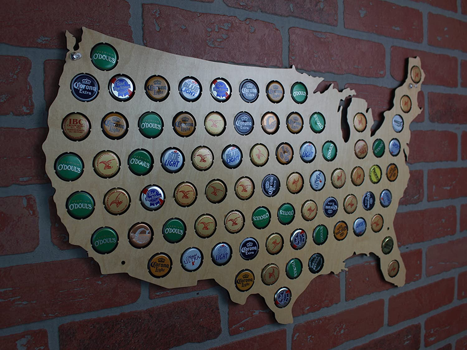 United States of America Beer Cap Map Wall Art, Tan