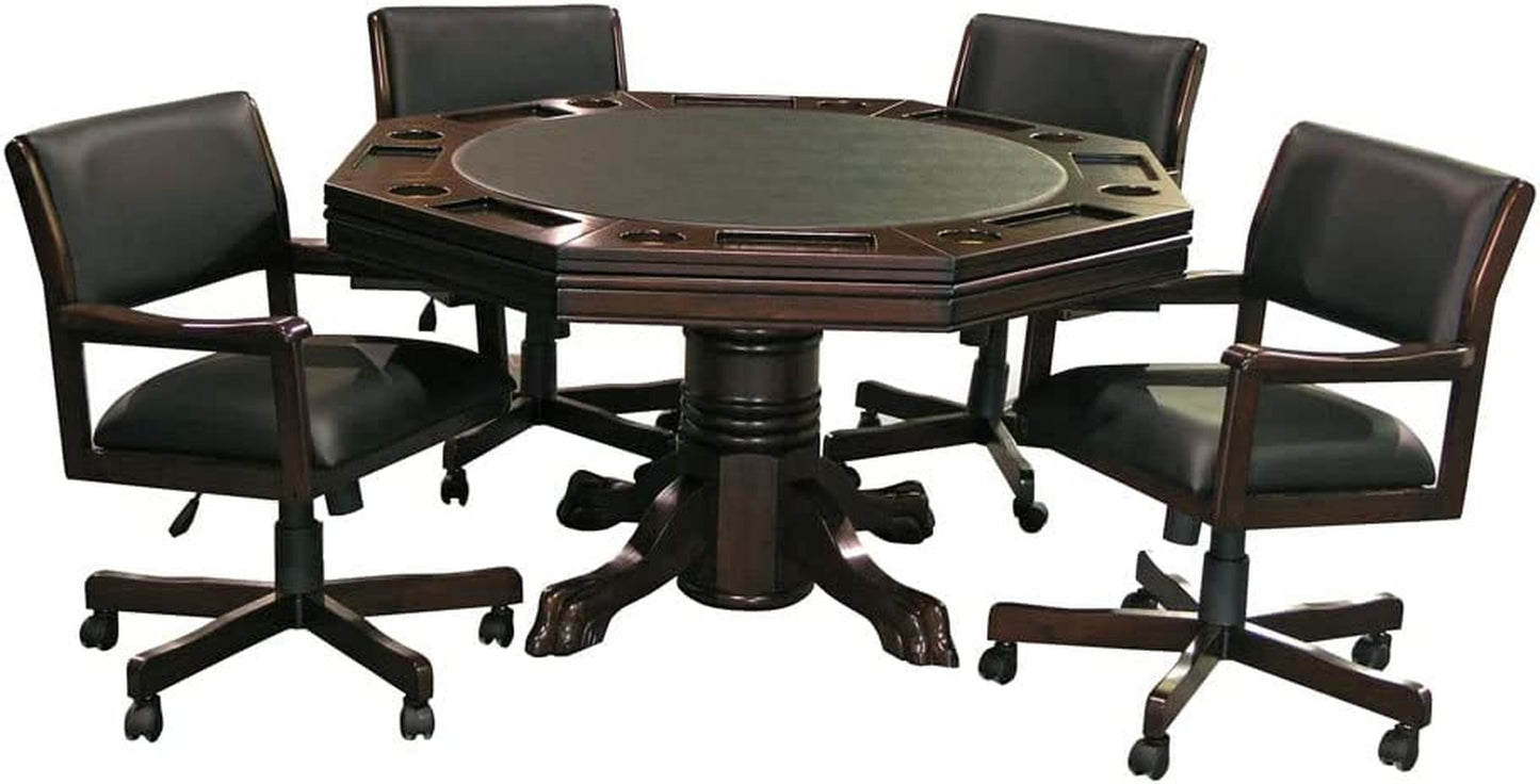 3-In1 Combination Game & Dining Table Set with 4 Rocker-Swivel Chairs- (Mahogany)