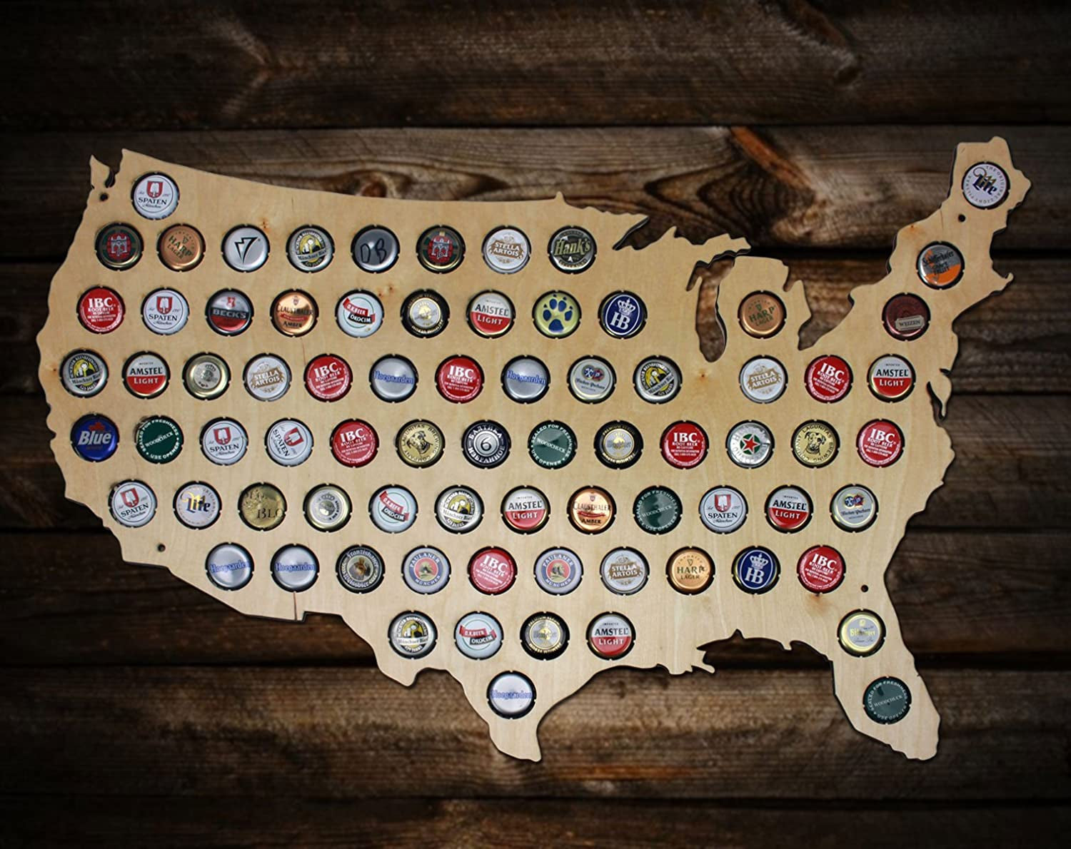 United States of America Beer Cap Map Wall Art, Tan
