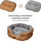 25 Inch Big Dog Bed & Cat Bed, Pet Beds for Indoor Cats or Small Dogs, Machine Washable Super Soft & Plush Flannel Pet Supplies, Slip-Resistant Oxford Bottom,Lantern Print Brown