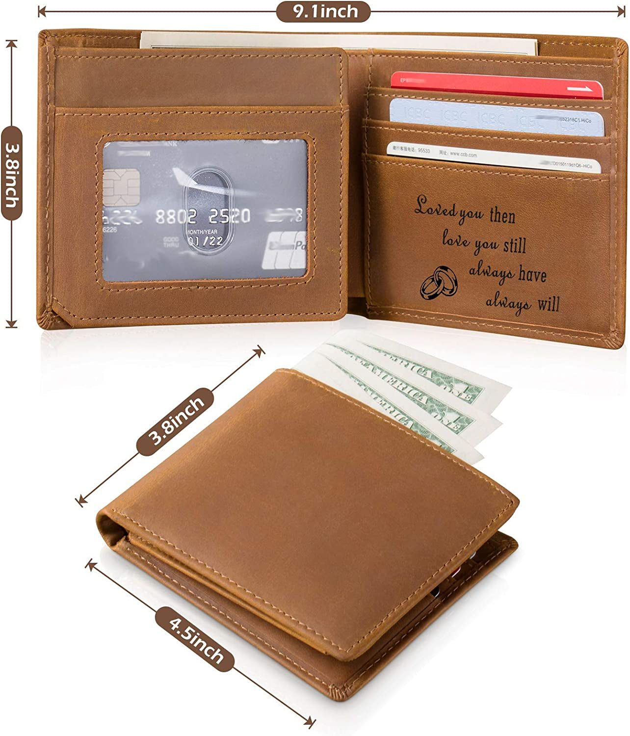 Engraved Men's Wallet -Personalized Leather Wallet is the perfect gift for you favorite Man