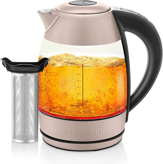 Digital Electric Kettle with Rapid 3 Minute Boil Technology, Custom Steep Timer & Temperature Presets, Bonus Tea Infuser, Rust & Discoloration Proof, 1.8 Liter, Rose, 1500W