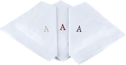 Initial Handkerchief for Men, Monogrammed Boxed 3 Piece Set,100% Cotton