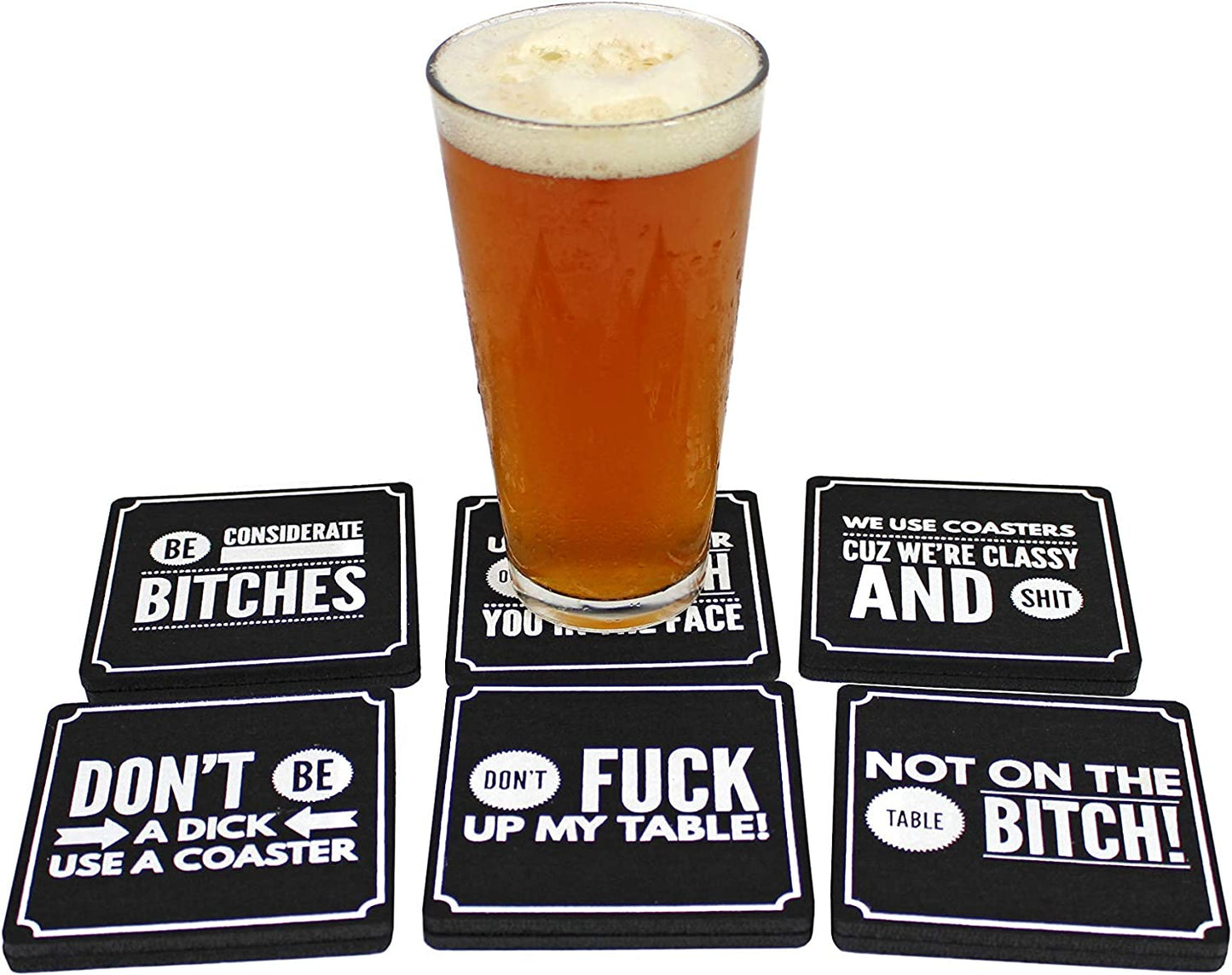 Funny Coasters for Drinks, Set of 10 (4 X 4 Inch, 5Mm Thick) - Bar Accessories for the Home Bar Set, Absorbent Felt Drink Coasters the Ideal Man Cave Accessories