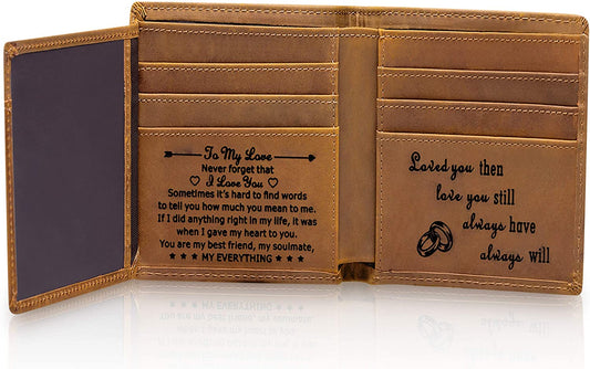 Engraved Men's Wallet -Personalized Leather Wallet is the perfect gift for you favorite Man