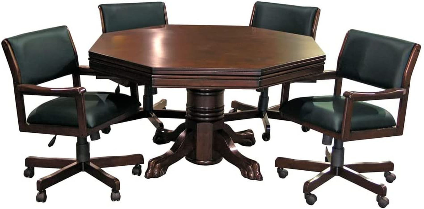 3-In1 Combination Game & Dining Table Set with 4 Rocker-Swivel Chairs- (Mahogany)