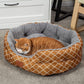 25 Inch Big Dog Bed & Cat Bed, Pet Beds for Indoor Cats or Small Dogs, Machine Washable Super Soft & Plush Flannel Pet Supplies, Slip-Resistant Oxford Bottom,Lantern Print Brown