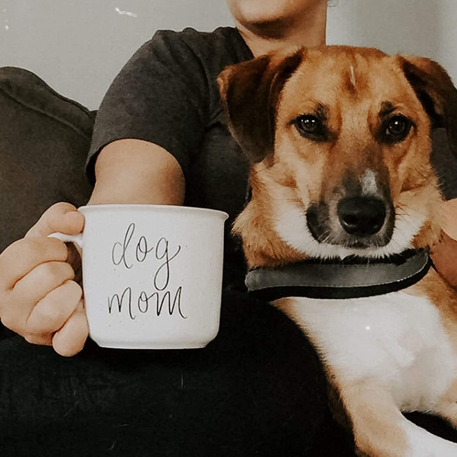 Dog Mom Coffee Mug | Cute 16Oz Ceramic Campfire Style Coffee Cup Microwave & Dishwasher Safe | Large Mug for Dog Moms, Pet Owners, Puppy Lovers, and Dog Adoption