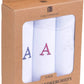 Initial Handkerchief for Men, Monogrammed Boxed 3 Piece Set,100% Cotton