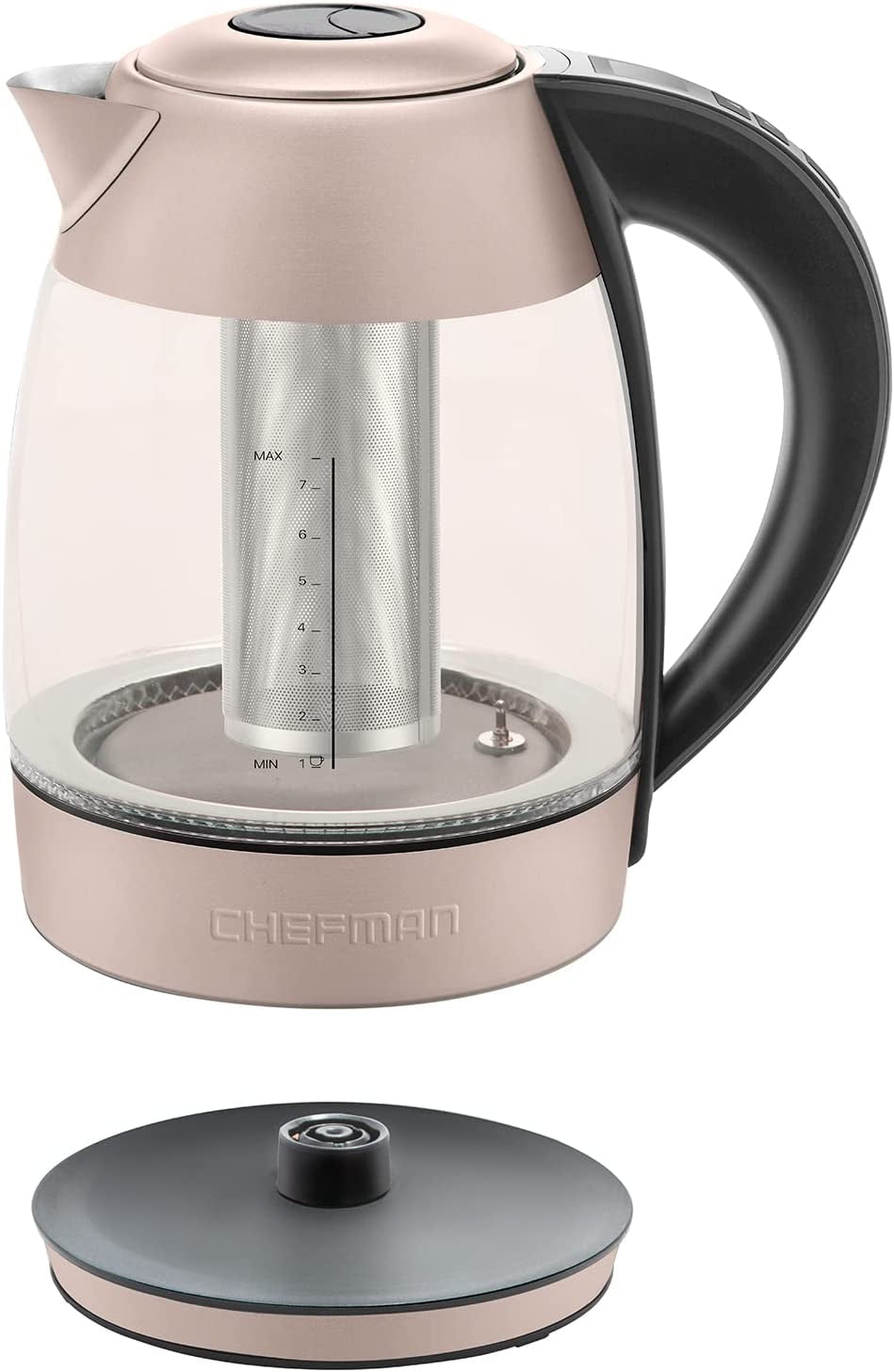 Digital Electric Kettle with Rapid 3 Minute Boil Technology, Custom Steep Timer & Temperature Presets, Bonus Tea Infuser, Rust & Discoloration Proof, 1.8 Liter, Rose, 1500W